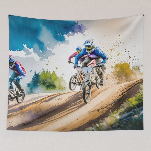 Item preview, A vibrant BMX race unfolds on a dirt track designed and sold by homydesign.