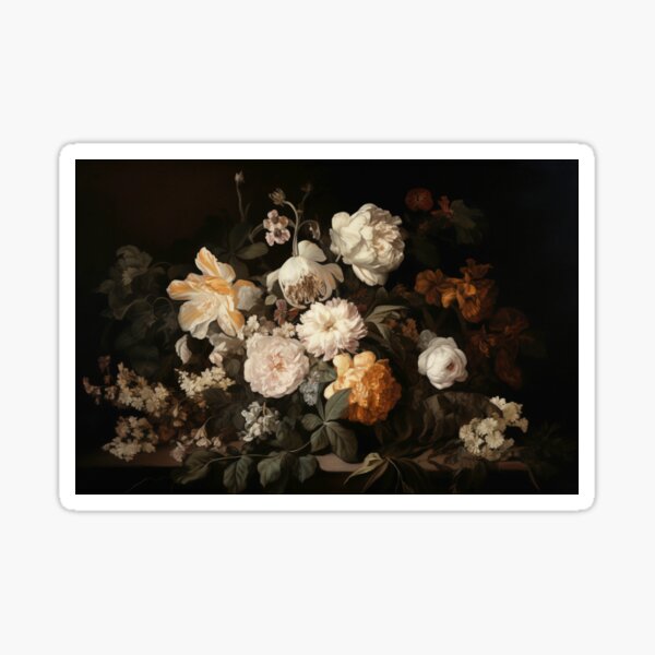 White and Neutral Botanical Moody Floral Art Sticker