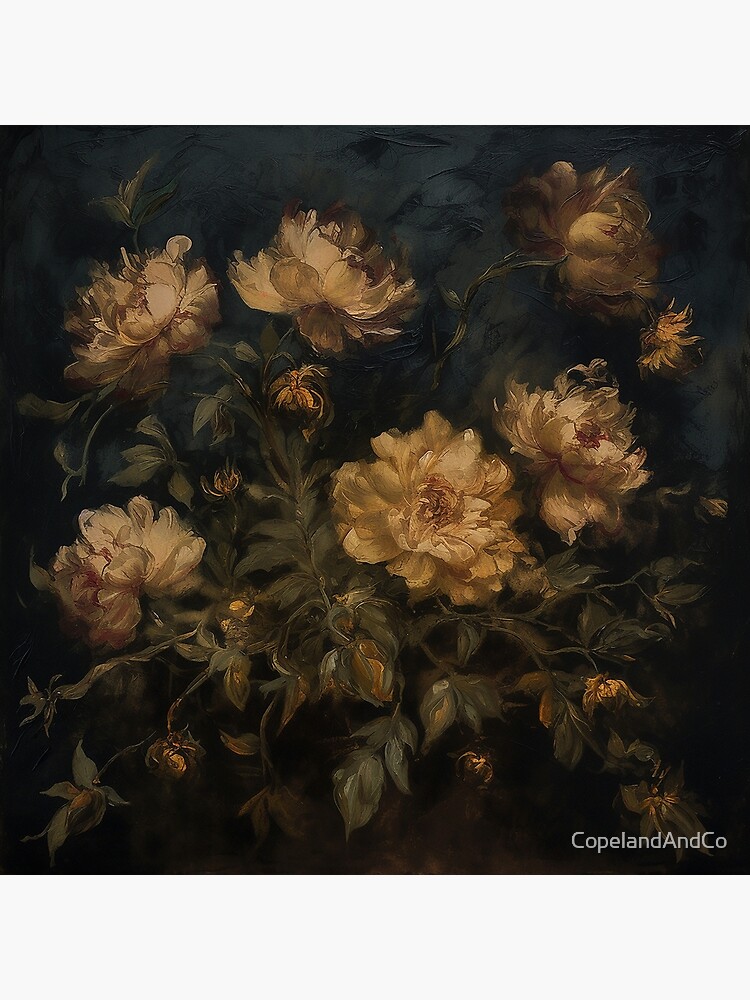 Thumbnail 3 of 3, Art Print, Golden Floral Botanical Moody Art designed and sold by CopelandAndCo.
