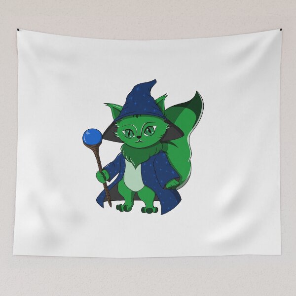 Item preview, Cute Green Cartoon Wizard Cat designed and sold by DrisT-Graphics.