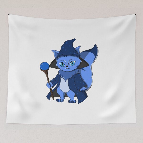 Item preview, Cute Blue Cartoon Wizard Cat designed and sold by DrisT-Graphics.