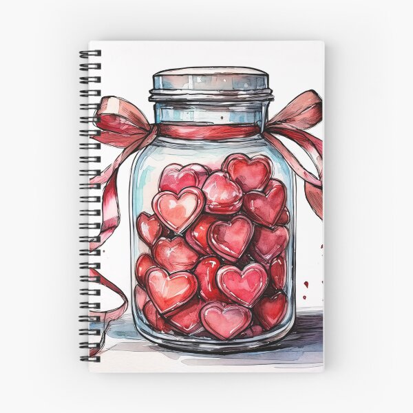 Item preview, A glass jar filled with red and pink heart-shaped candies, tied with a red ribbon designed and sold by homydesign.