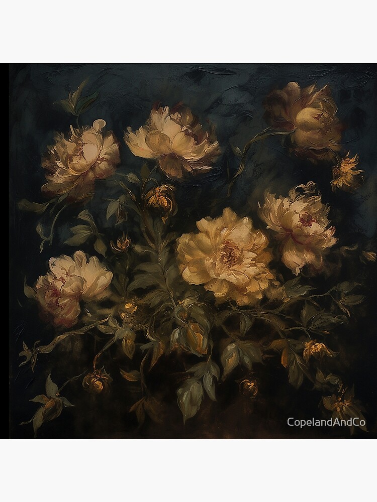 Aperçu 4 sur 4. Coussin avec l'œuvre Art botanique floral doré et ambiant créée et vendue par CopelandAndCo.