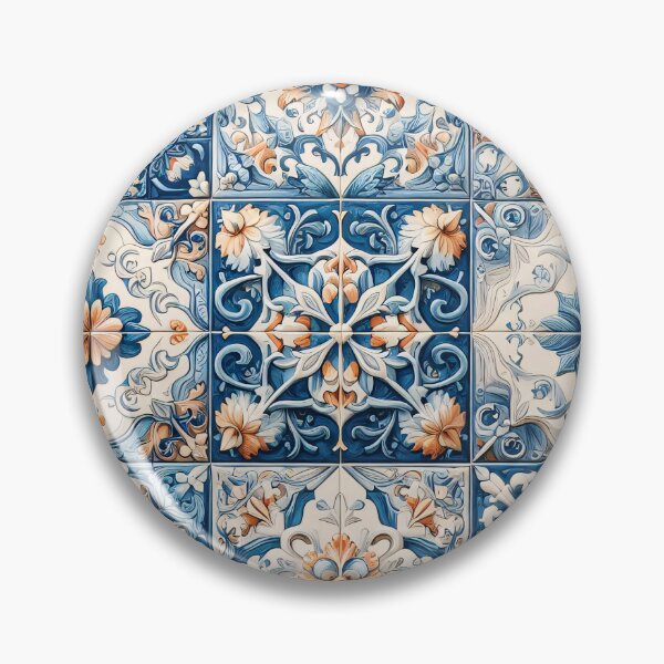 Artikelvorschau, Kräftige blaue und weiße traditionelle Keramikfliesen mit aufwendigen Blumenmustern entworfen und verkauft von homydesign.