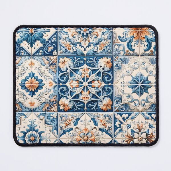 Item preview, Vibrant blue and white traditional ceramic tiles with intricate floral patterns designed and sold by homydesign.