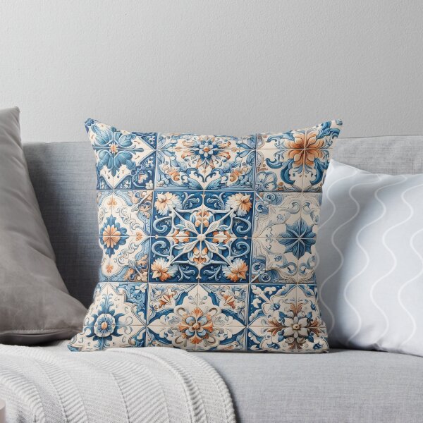 Item preview, Vibrant blue and white traditional ceramic tiles with intricate floral patterns designed and sold by homydesign.