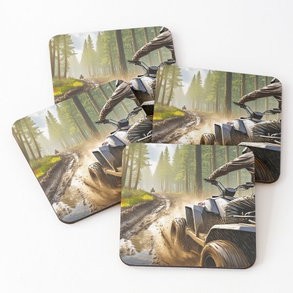 Item preview, A person on an ATV is riding through a muddy trail in a forest, splashing mud designed and sold by homydesign.