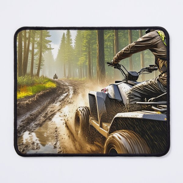 Item preview, A person on an ATV is riding through a muddy trail in a forest, splashing mud designed and sold by homydesign.