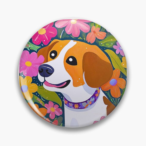 Item preview, Happy Dog Portrait with Floral Bliss designed and sold by Chett36.