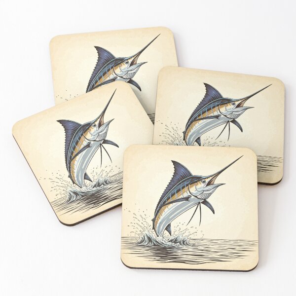 Item preview, Vibrant marlin leaps from water in dynamic motion designed and sold by homydesign.