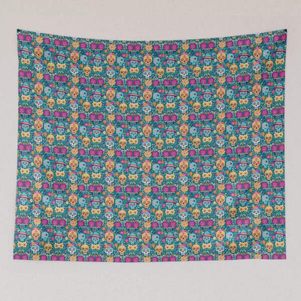 Item preview, Estampado floral de calavera de azúcar vibrante designed and sold by MindFulStudios.