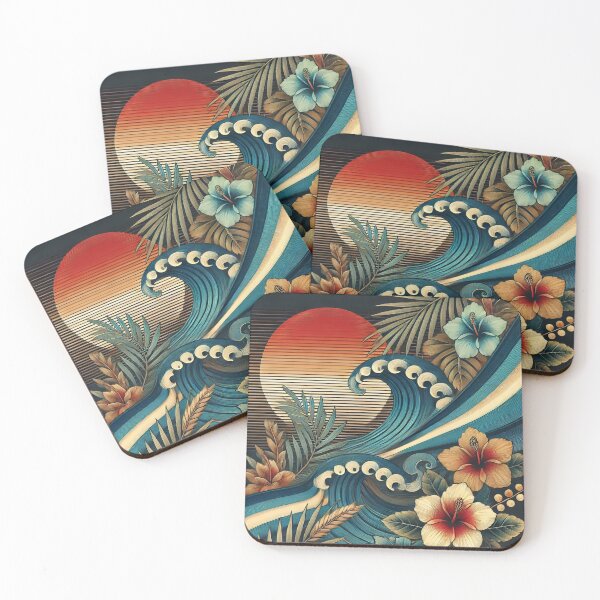 Item preview, Sunset Waves - Vibrant Tropical Art Print designed and sold by MellowLazy.