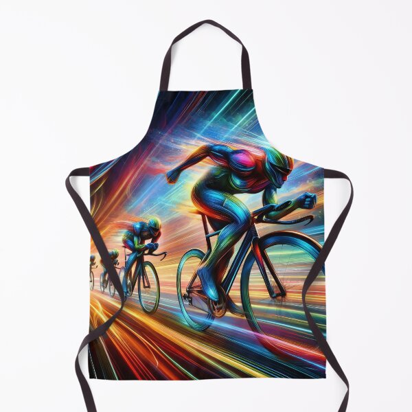 Item preview, Vibrant digital art of a cyclist racing at high speed with dynamic light trails designed and sold by homydesign.