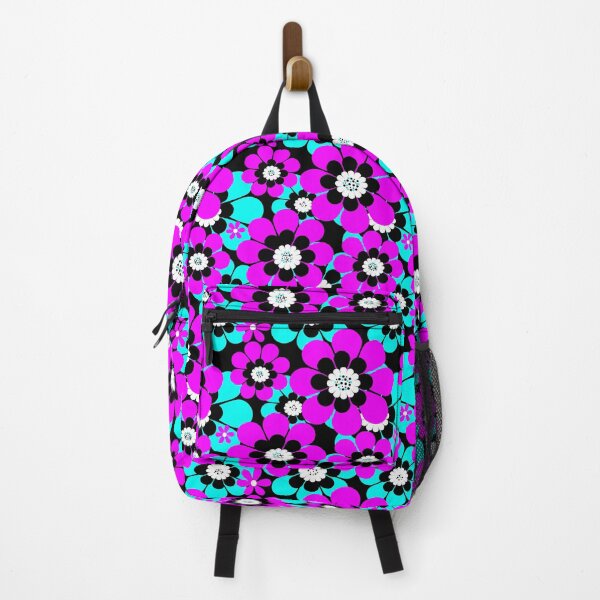 Item preview, Floral Neon Pattern Purple and Turquoise Flowers designed and sold by fuzzyfox.