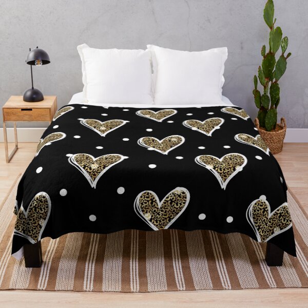 Item preview, Chetah print golden hearts polka dot pattern on black designed and sold by Neeshki.