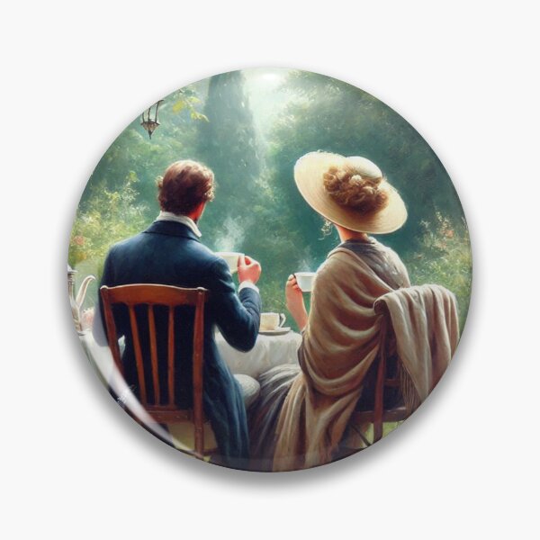 Item preview, Classic View of a Couple Enjoying Coffee Time for Quality Time Together on a Valentines Day in an English Garden designed and sold by erkabees.