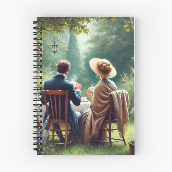 Item preview, Classic View of a Couple Enjoying Coffee Time for Quality Time Together on a Valentines Day in an English Garden designed and sold by erkabees.