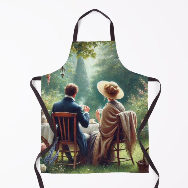 Item preview, Classic View of a Couple Enjoying Coffee Time for Quality Time Together on a Valentines Day in an English Garden designed and sold by erkabees.