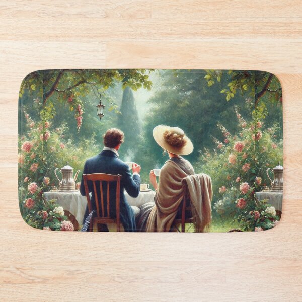 Item preview, Classic View of a Couple Enjoying Coffee Time for Quality Time Together on a Valentines Day in an English Garden designed and sold by erkabees.