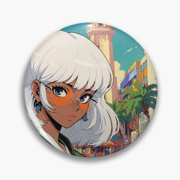 Item preview, Pretty White Haired Anime Girl 80s Retro Aesthetic Karachi Pakistan Vintage Cultural Travel Design designed and sold by onlyanimevibes.
