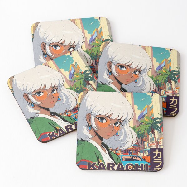 Item preview, Pretty White Haired Anime Girl 80s Retro Aesthetic Karachi Pakistan Vintage Cultural Travel Design designed and sold by onlyanimevibes.