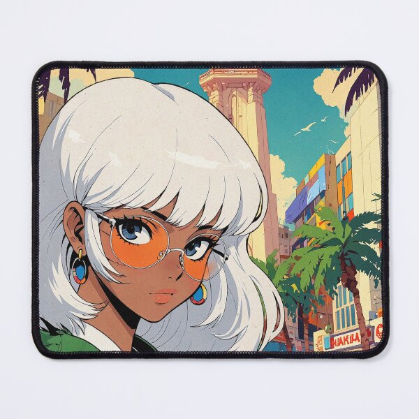 Item preview, Pretty White Haired Anime Girl 80s Retro Aesthetic Karachi Pakistan Vintage Cultural Travel Design designed and sold by onlyanimevibes.