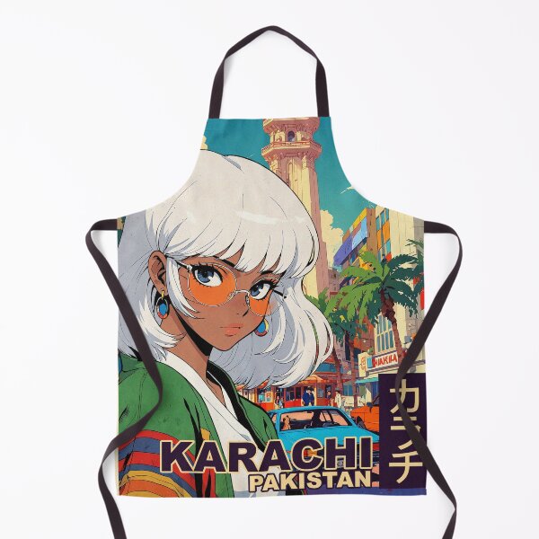 Item preview, Pretty White Haired Anime Girl 80s Retro Aesthetic Karachi Pakistan Vintage Cultural Travel Design designed and sold by onlyanimevibes.