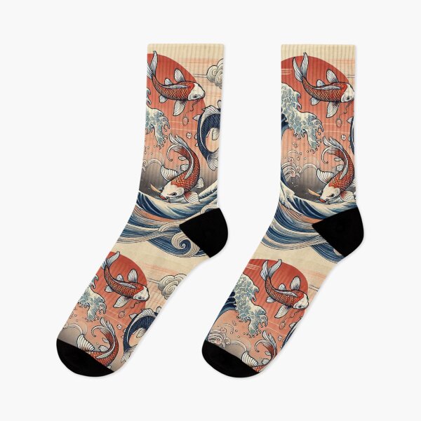Item preview, Japanese Wave and Koi Fish designed and sold by KittyKatto.