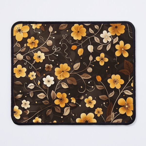 Item preview, Black yellow orange floral seamless pattern - whimsigoth cottagecore designed and sold by cocomelon168.