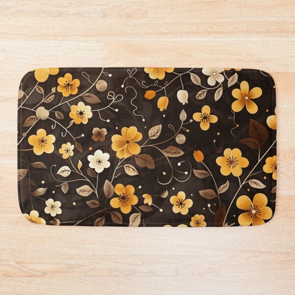 Item preview, Black yellow orange floral seamless pattern - whimsigoth cottagecore  designed and sold by cocomelon168.