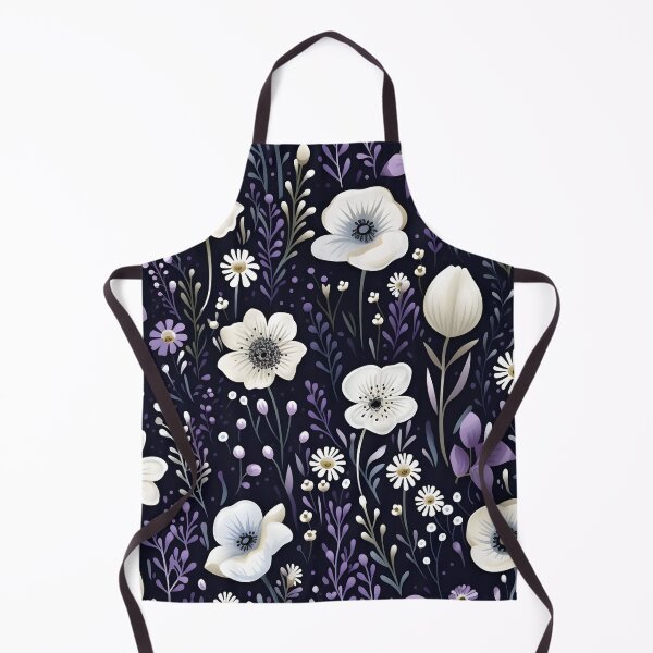 Item preview, Black purple white floral pattern - whimsigoth dark cottagecore  designed and sold by cocomelon168.