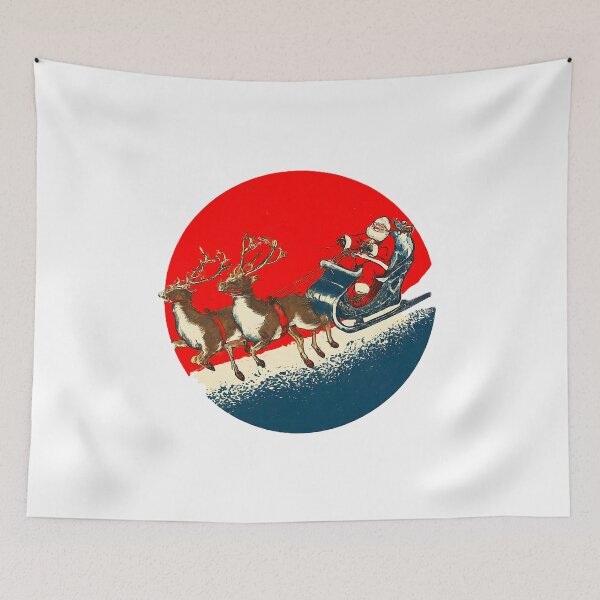 Item preview, Colorful Santa Claus Christmas Sleigh Ride Graphic  Festive Holiday  Unique Reindeer Ar Xmas Gift Idea designed and sold by Indyadizine.