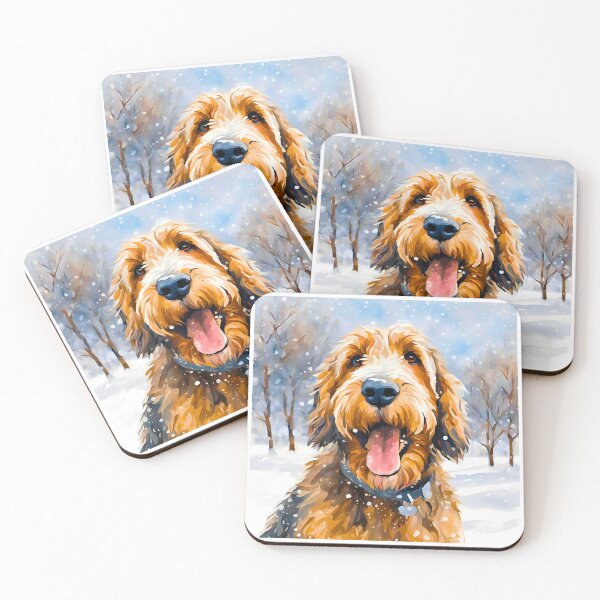 Item preview, Otterhound in Winter Wonderland Portrait – Impressionist Style Dog Art designed and sold by Fredster1966.