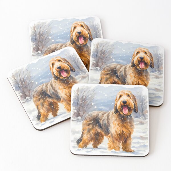 Item preview, Otterhound in Winter Wonderland Portrait – Impressionist Style Dog Art designed and sold by Fredster1966.