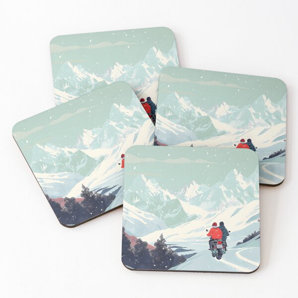 Item preview, Serene Winter Ride Through Snowy Mountain Landscape on Motorcycle. designed and sold by CheerForGoods.