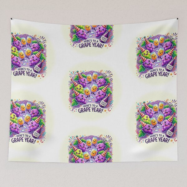Item preview, Por un año de uvas: divertido juego de palabras sobre vino, bonito regalo de celebración y Año Nuevo designed and sold by LilMessyKitchen.