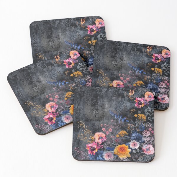 Item preview, Dark colorful floral pattern - whimsigoth dark cottagecore pastel wildflowers  designed and sold by cocomelon168.