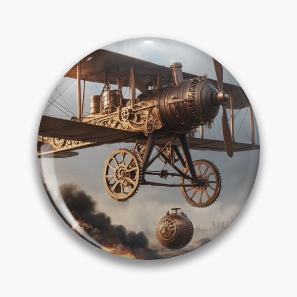 Item preview, Steampunk Vintage Bi-Plane Dropping Copper Bombs designed and sold by Skye Ryan-Evans.