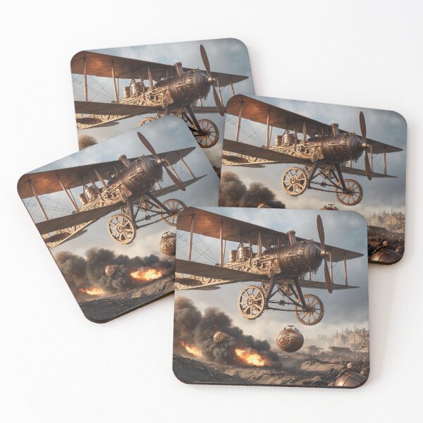 Item preview, Steampunk Vintage Bi-Plane Dropping Copper Bombs designed and sold by Skye Ryan-Evans.