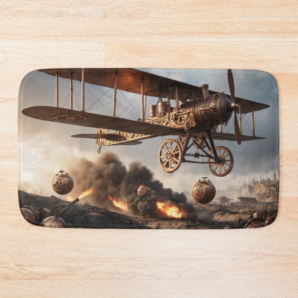 Item preview, Steampunk Vintage Bi-Plane Dropping Copper Bombs designed and sold by Skye Ryan-Evans.