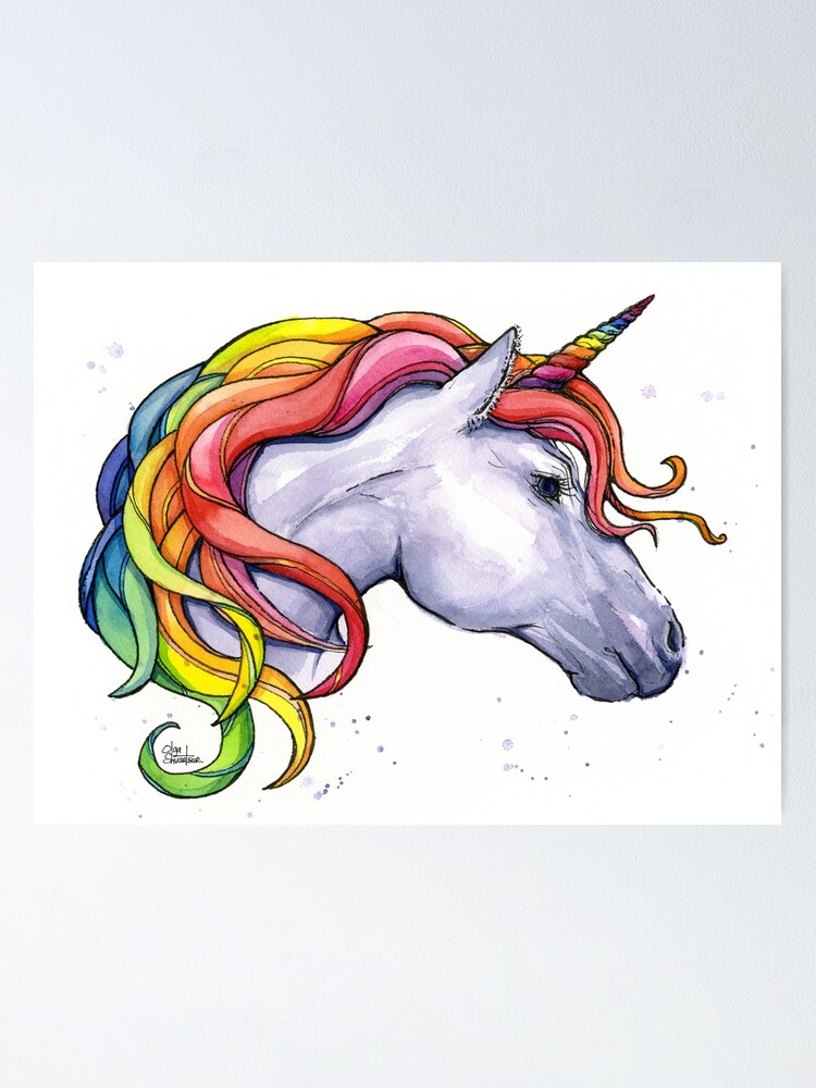 Unicorn With Rainbow Mane