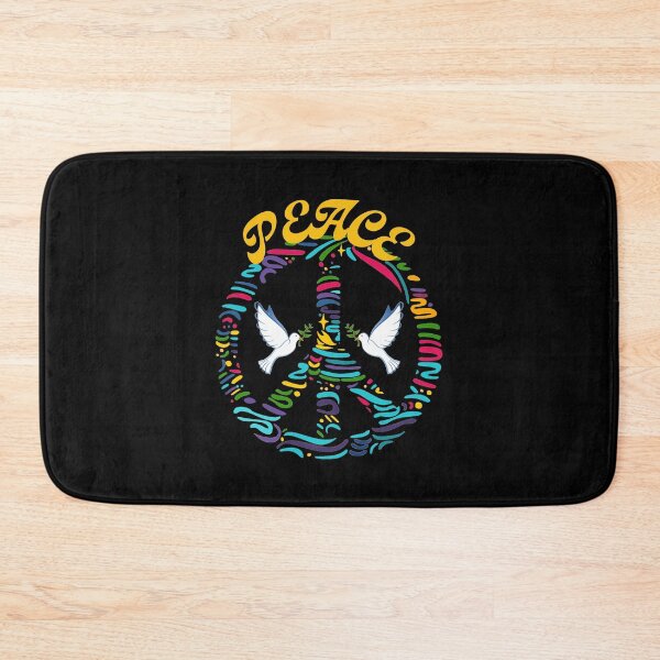 Item preview, Two White Doves With Olive Branches Flying In An Abstract Rainbow Colored Peace Sign designed and sold by Oaks Creations.