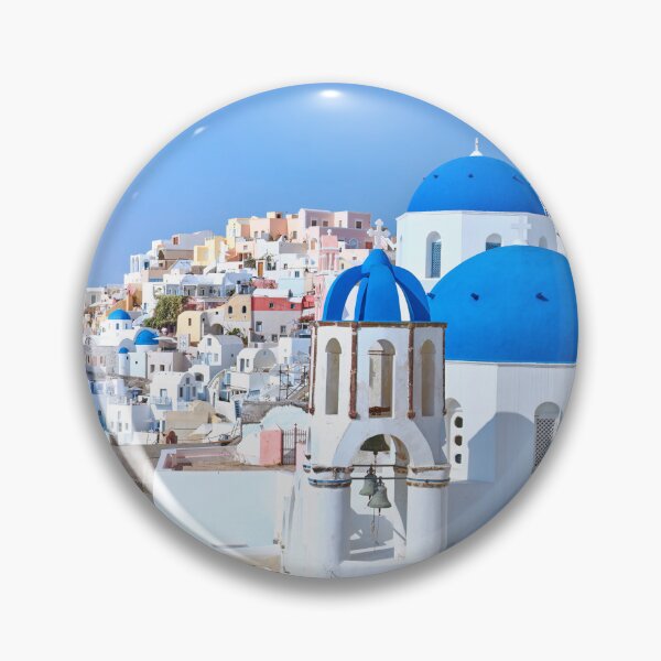 Item preview, Oia Santorini Greece White Villas Blue Dome Churches designed and sold by Adam Gormley.