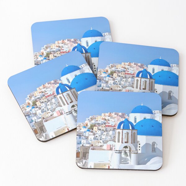 Item preview, Oia Santorini Greece White Villas Blue Dome Churches designed and sold by Adam Gormley.
