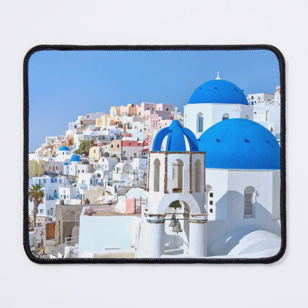 Item preview, Oia Santorini Greece White Villas Blue Dome Churches designed and sold by Adam Gormley.