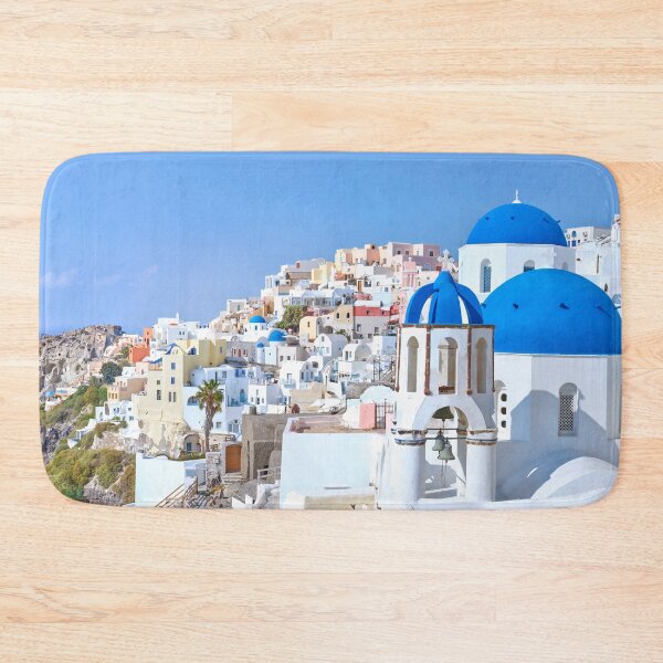 Item preview, Oia Santorini Greece White Villas Blue Dome Churches designed and sold by Adam Gormley.