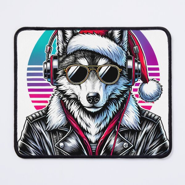 Item preview, Cool Wolf with Santa Hat and Headphones designed and sold by Arextr.