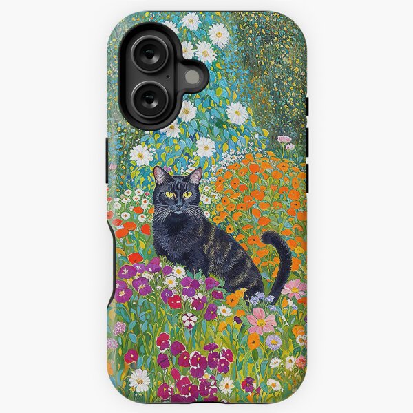 Artikel-Vorschau von Klimt Schwarze Katze Blumengarten, designt und verkauft von maniacfitness.