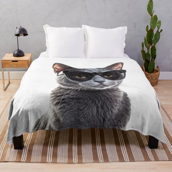 Item preview, Funny cool Russian Blue Cat wearing sunglasses designed and sold by LazyOwlStore.