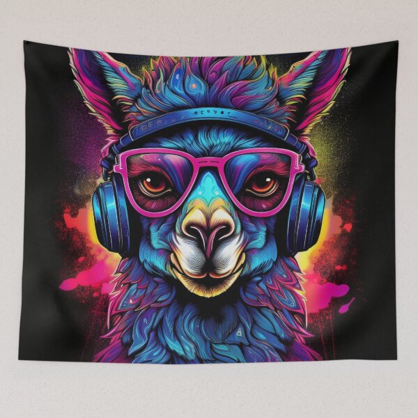 Item preview, Graffiti Llama in Headphones and Shades designed and sold by Boxing Kangaroo Retail Company.